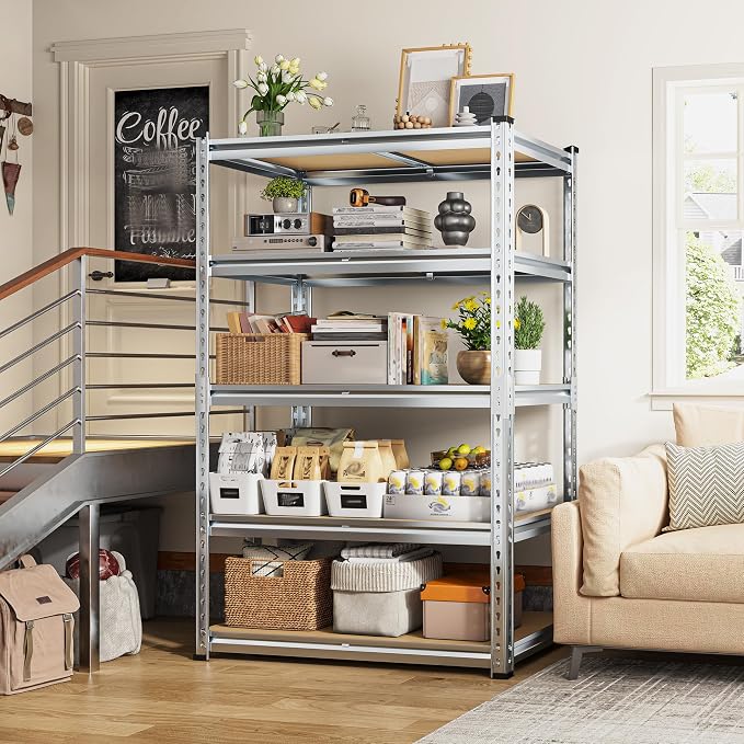 REIBII Garage Shelving, 5 Tier Storage Shelves Load 2400LBS, Adjustable Garage - Image 2