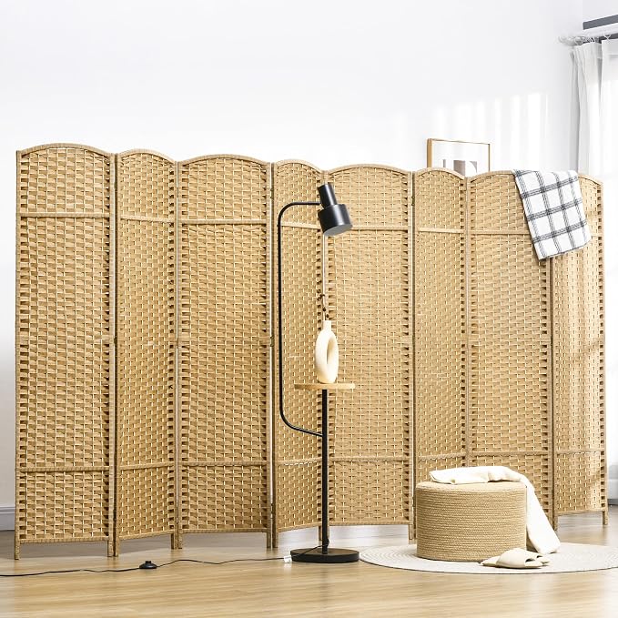 HOMCOM Room Divider, 8 Panel Folding Privacy Screen, 5.6' Tall Freestanding - Image 2