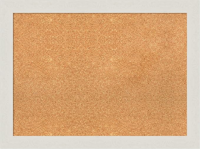 Amanti Art Natural Cork Board for Wall, 23x31 Vision Board with White Frame, Medium Corkboard Office Decor for Home Organization, Country Rustic Corkboard Pinboard to Display Items for Home-DeskLoop Office