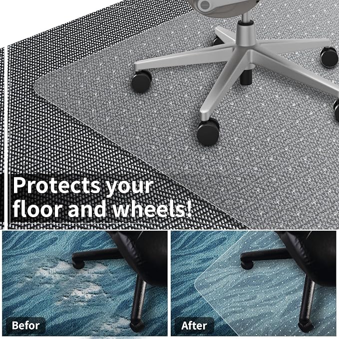 Office Chair Mat for Carpeted Floor, Easy Glide Rolling Plastic Floor Mat - Image 5