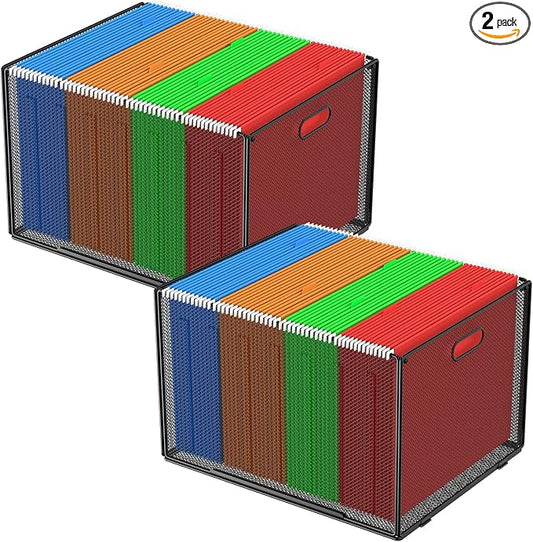 MaxGear Hanging File Organizer Box, Letter Size File Folder Organizer, 2 Pack | by MaxGear