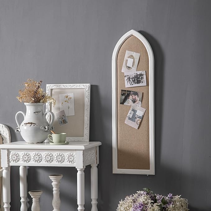 SOFE Arched Long Framed Bulletin Board for Wall, 39 × 12 Inches Fabric Pin Board, Decorative Rustic Dream Boards/Vision Boards, Message Picture Display Board/Wall Decor for Office Home-DeskLoop Office