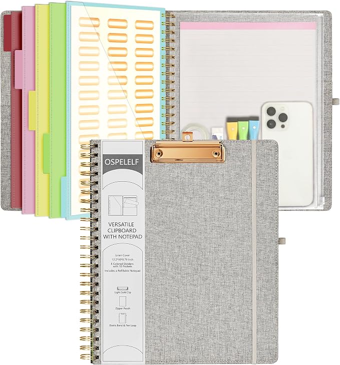 Ospelelf Foldable Spiral Clipboard Folio by OspelelfOfficeSupplies