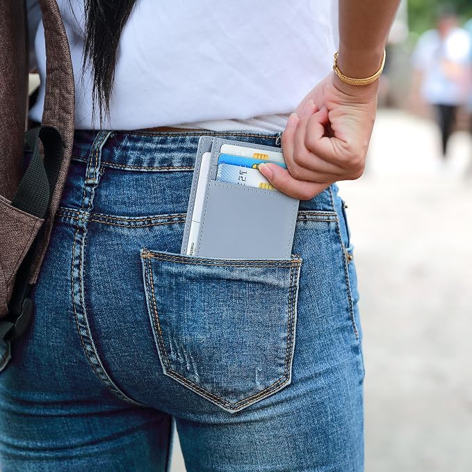 Travelambo Slim Wallet Front Pocket Minimalist Leather RFID Blocking Medium Size - Image 7