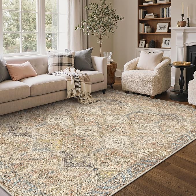 GENIMO 8x10 Area Rugs for Living Room, Machine Washable Non Slip Vintage Rugs - Image 3