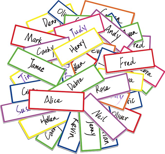42 PCs Thickened Magnetic Dry Erase Reusable Name Tag Label Plate Neon Sticker - Image 4