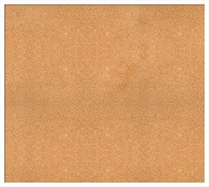 Amanti Art Natural Cork Board for Wall, 35x39 Vision Board with White Frame, Oversize Corkboard Office Decor for Home Organization, Modern Corkboard Pinboard to Display Items for Home Organization in-DeskLoop Office