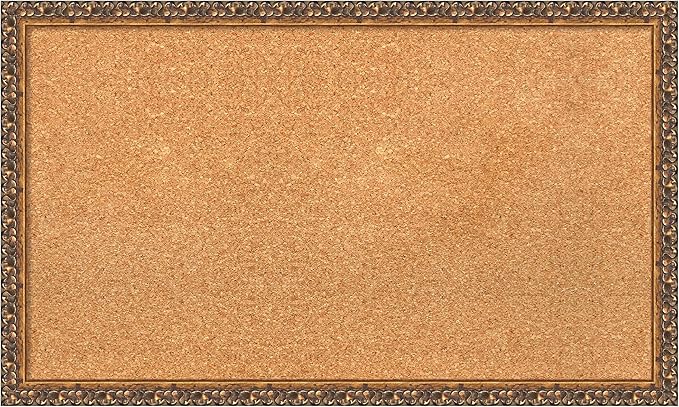 Amanti Art Natural Cork Board for Wall, 18x30 Vision Board with Bronze Frame, Medium Corkboard Office Decor for Home Organization, Traditional Corkboard Pinboard to Display Items for Home-DeskLoop Office