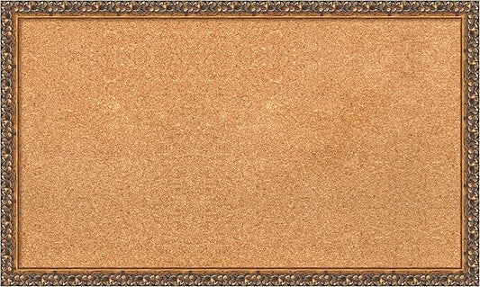 Amanti Art Natural Cork Board for Wall, 18x30 Vision Board with Bronze Frame, Medium Corkboard Office Decor for Home Organization, Traditional Corkboard Pinboard to Display Items for Home-DeskLoop Office