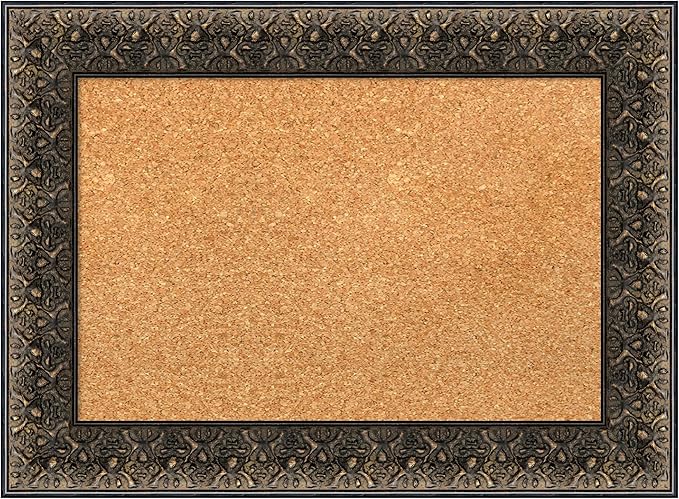 Amanti Art Natural Cork Board for Wall, 17x23 Vision Board with Black Wood Frame, Small Corkboard Office Decor for Home Organization, Traditional Corkboard Pinboard to Display Items for Home-DeskLoop Office