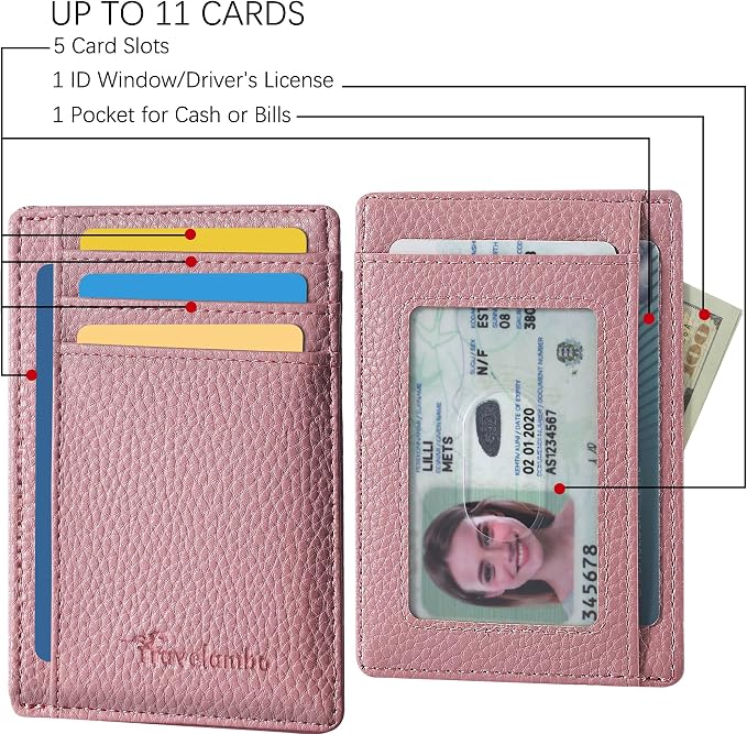 Travelambo Front Pocket Minimalist Leather Slim Wallet RFID Blocking Medium Size - Image 3