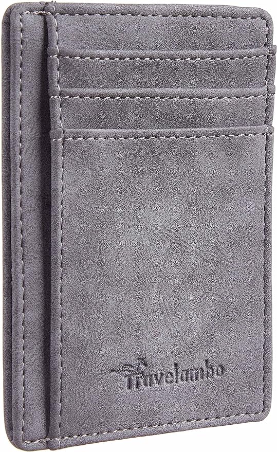 Travelambo Slim Wallet Front Pocket Minimalist Leather RFID Blocking Medium Size by Travelambo