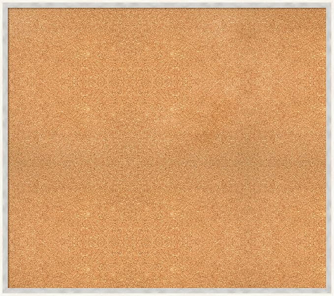 Amanti Art Natural Cork Board for Wall, 31x35 Vision Board with White Frame, Large Corkboard Office Decor for Home Organization, Modern Corkboard Pinboard to Display Items for Home Organization in-DeskLoop Office