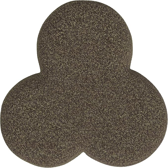 HomePop Upholstered Clover Shaped Ottoman Home Décor|Foot Rest Ottoman - Dark Brown Boucle-DeskLoop Office