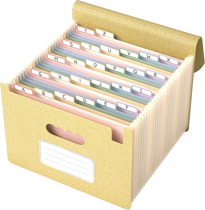 ThinkTex Accordion File Organizer, 26 Pockets Expanding File Folders, Monthly by ThinkTex