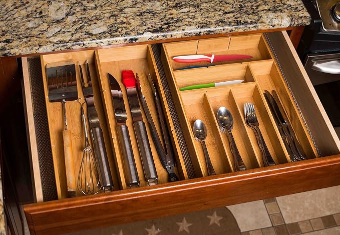 BIRDROCK HOME 2 pc Bamboo Drawer Organizer - Image 4