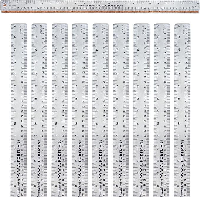 Breman Precision Metal Ruler 24 Inch Cork Back – 10 Pk Stainless Steel Straight by WAPortman