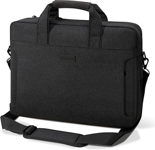 Laptop Shoulder Bag, 13-14-15-15.6-17.3 Inch Laptop/Tablet, Water-Repellent Fabric, Business for Men Women (17.3 inch, Black)