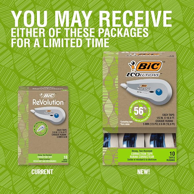 BIC Ecolutions Wite-Out Brand Correction Tape, 19.8 Feet, 10-Count Pack - Image 2