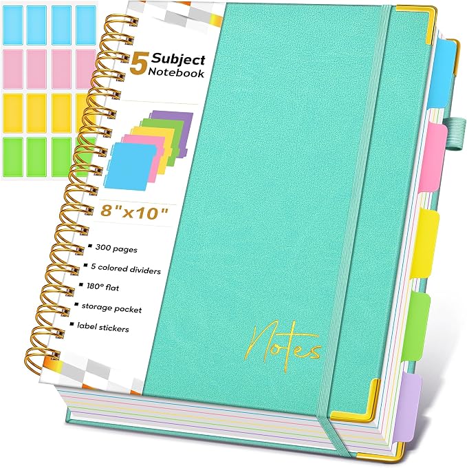 Spiral Notebook Journal with Removable Dividers Tabs, 300 Pages Hardcover by Unknown
