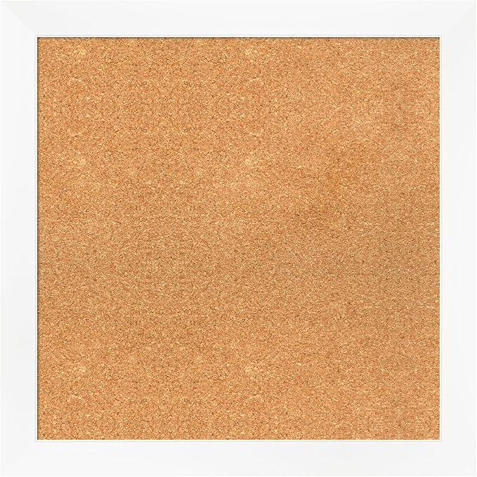Amanti Art Natural Cork Board for Wall, 25x25 Vision Board with White Frame, Medium Corkboard Office Decor for Home Organization, Modern Corkboard Pinboard to Display Items for Home Organization in-DeskLoop Office