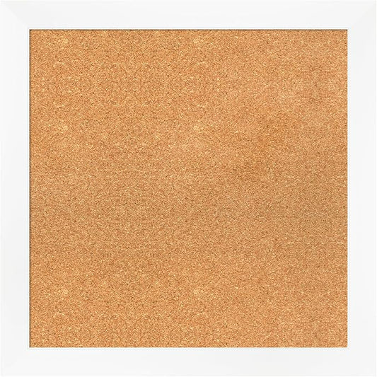 Amanti Art Natural Cork Board for Wall, 25x25 Vision Board with White Frame, Medium Corkboard Office Decor for Home Organization, Modern Corkboard Pinboard to Display Items for Home Organization in-DeskLoop Office