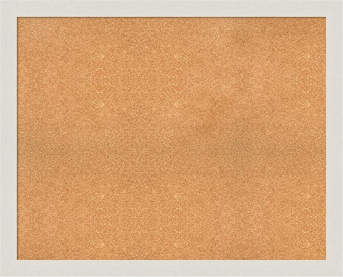 Amanti Art Natural Cork Board for Wall, 33x41 Vision Board with White Frame, X-Large Corkboard Office Decor for Home Organization, Country Rustic Corkboard Pinboard to Display Items for Home-DeskLoop Office