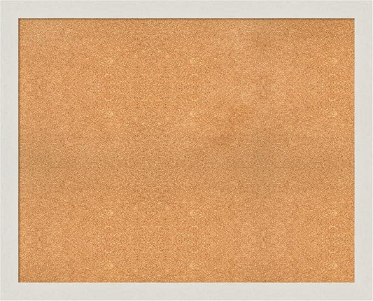 Amanti Art Natural Cork Board for Wall, 33x41 Vision Board with White Frame, X-Large Corkboard Office Decor for Home Organization, Country Rustic Corkboard Pinboard to Display Items for Home-DeskLoop Office