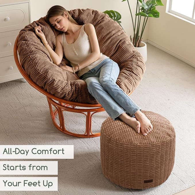 HIGOGOGO Pouf Ottoman Stuffed Round Modern Foam Filled Foot Rest Poufs - Image 4