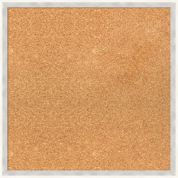 Amanti Art Natural Cork Board for Wall, 19x19 Vision Board with White Frame, Small Corkboard Office Decor for Home Organization, Modern Corkboard Pinboard to Display Items for Home Organization in-DeskLoop Office