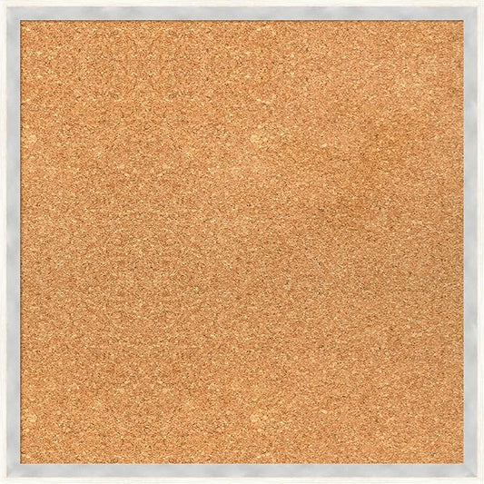 Amanti Art Natural Cork Board for Wall, 19x19 Vision Board with White Frame, Small Corkboard Office Decor for Home Organization, Modern Corkboard Pinboard to Display Items for Home Organization in-DeskLoop Office