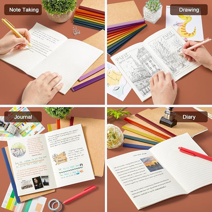 feela 16 Pack Composition Notebooks Bulk, Kraft Cover Lined Blank College Ruled - Image 7