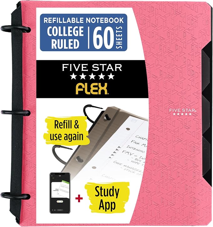 Five Star Flex Refillable Notebook + Study App 1 Inch O-Rings Binder by FiveStar