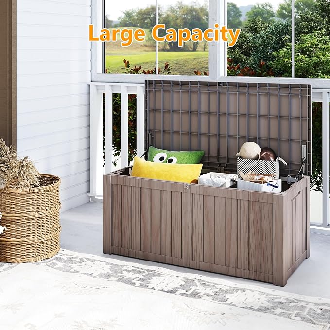 Yardgrace 150 Gallon Outdoor Storage Box Waterproof, Resin Deck Boxes - Image 4