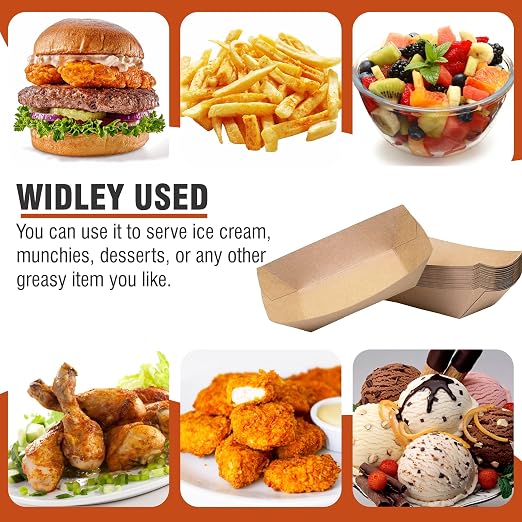 2lb Natural Kraft Paper Food Trays - Image 3
