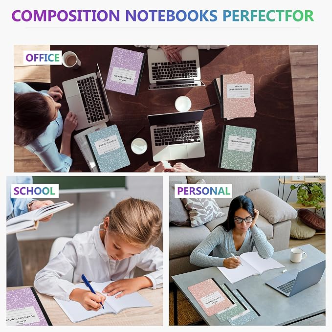 Yeplan Composition Notebooks 4 pack, Wide Ruled Notebook Paper, 9 3/4" x 7 1/2" - Image 6