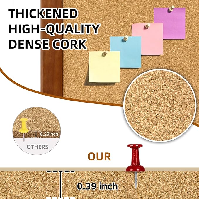 Cork Boards for Wall 16” x 24”, Extra Wide Wooden Framed Bulletin Board, Decorative Hanging Pin Board, Corkboards for Wall Notice Board Memo Board for Home, School, Office, Two-Sides Cork-DeskLoop Office