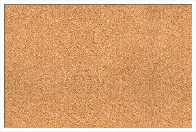 Amanti Art Natural Cork Board for Wall, 25x37 Vision Board with White Frame, Large Corkboard Office Decor for Home Organization, Modern Corkboard Pinboard to Display Items for Home Organization in-DeskLoop Office