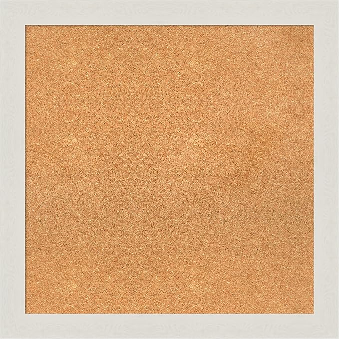 Amanti Art Natural Cork Board for Wall, 27x27 Vision Board with White Frame, Medium Corkboard Office Decor for Home Organization, Country Rustic Corkboard Pinboard to Display Items for Home-DeskLoop Office