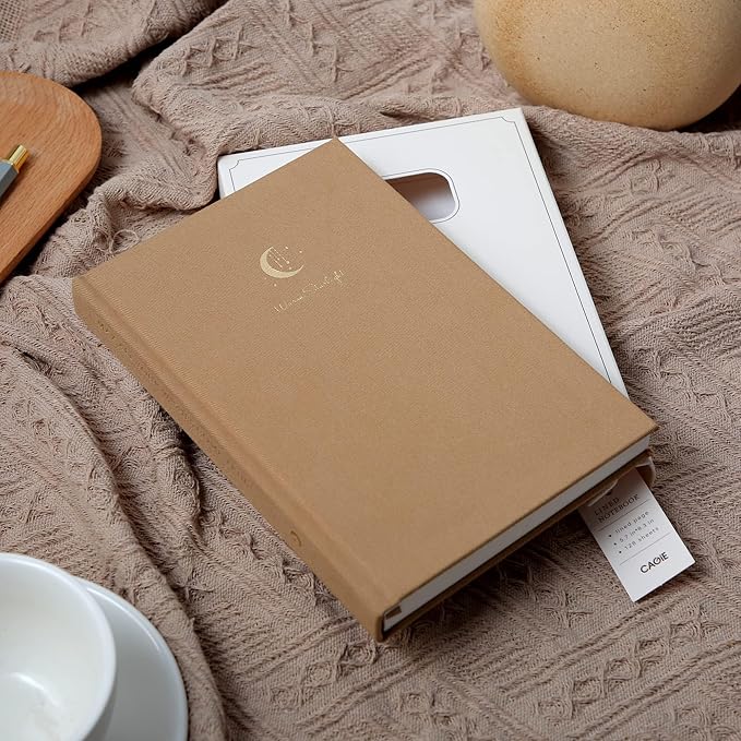 CAGIE Journal for Women Fabric Journal Notebook with 256 Pages 120 GSM Journals for Writing with Gift Box, 5.7x8.3 In, Brown-DeskLoop Office