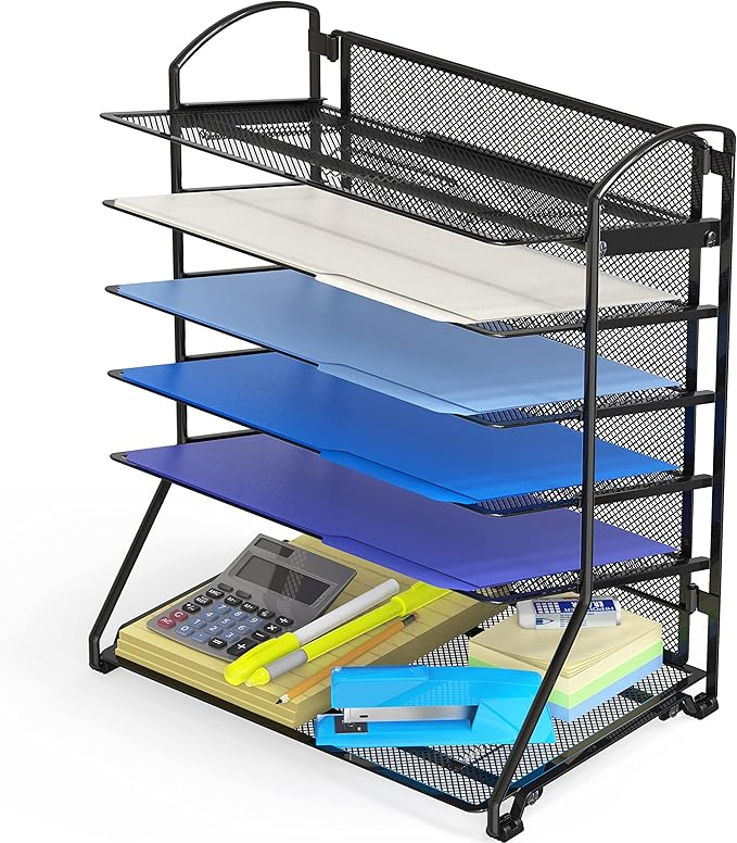 Simple Houseware 6-Tier Sliding File Organizer, Desk Letter Tray by SimpleHouseware