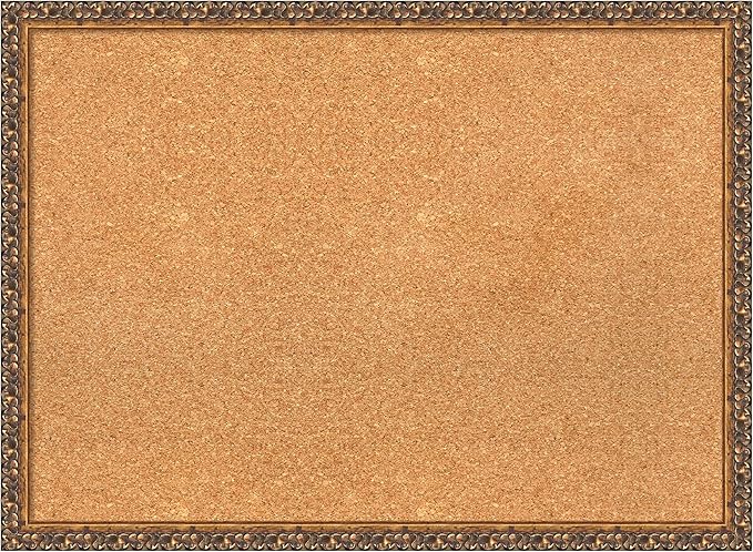 Amanti Art Natural Cork Board for Wall, 22x30 Vision Board with Bronze Frame, Medium Corkboard Office Decor for Home Organization, Traditional Corkboard Pinboard to Display Items for Home-DeskLoop Office