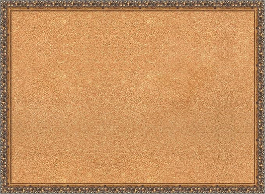 Amanti Art Natural Cork Board for Wall, 22x30 Vision Board with Bronze Frame, Medium Corkboard Office Decor for Home Organization, Traditional Corkboard Pinboard to Display Items for Home-DeskLoop Office