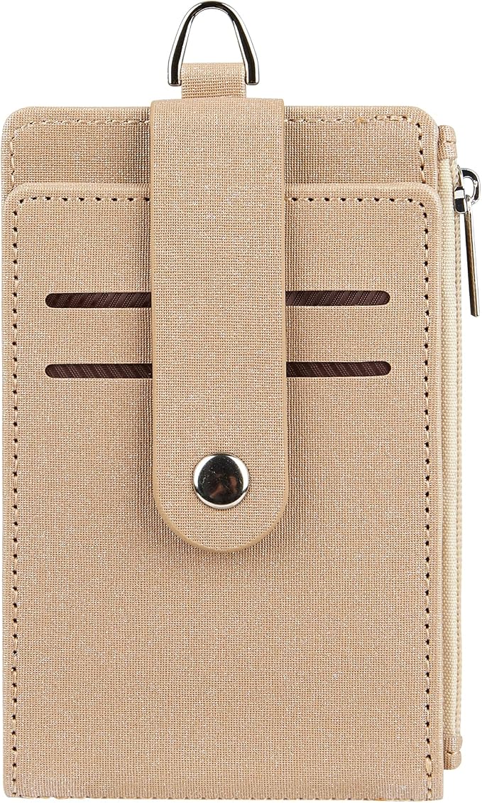 Women & Men Keychain Card Holder Case Zipper Slim Minimalist Front Pocket Wallet - Image 2
