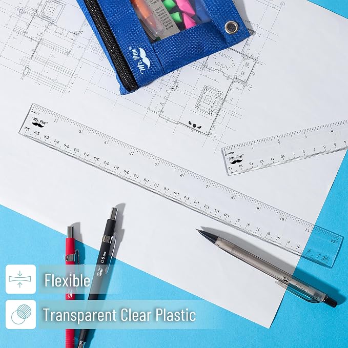 Mr. Pen- Plastic Rulers, 6 Inch & 12 Inch, Easy-to-Read Markings | - Image 3