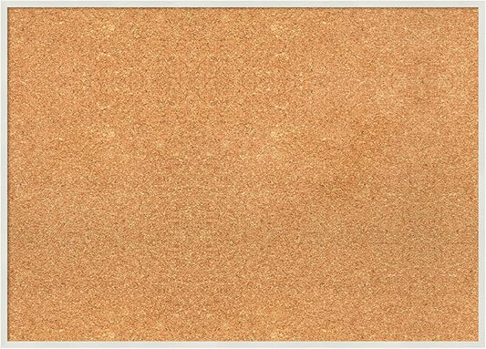 Amanti Art Natural Cork Board for Wall, 21x29 Vision Board with White Frame, Medium Corkboard Office Decor for Home Organization, Modern Corkboard Pinboard to Display Items for Home Organization in-DeskLoop Office
