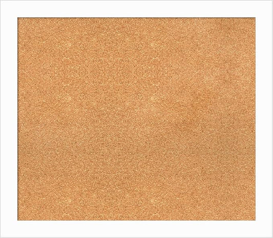 Amanti Art Natural Cork Board for Wall, 27x31 Vision Board with White Frame, Large Corkboard Office Decor for Home Organization, Casual Corkboard Pinboard to Display Items for Home Organization in-DeskLoop Office