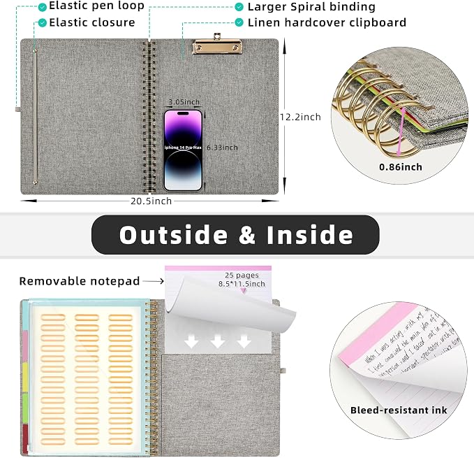 Ospelelf Foldable Spiral Clipboard Folio - Image 3