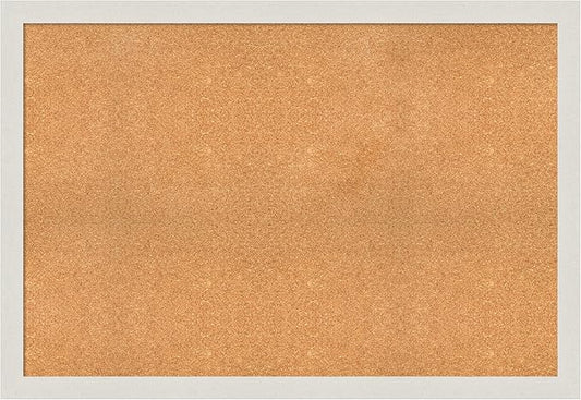 Amanti Art Natural Cork Board for Wall, 35x51 Vision Board with White Frame, Oversize Corkboard Office Decor for Home Organization, Country Rustic Corkboard Pinboard to Display Items for Home-DeskLoop Office