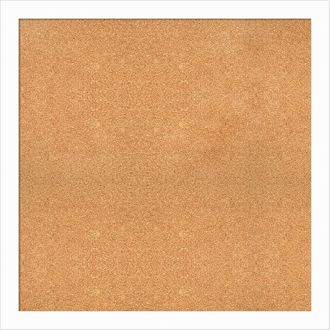 Amanti Art Natural Cork Board for Wall, 35x35 Vision Board with White Frame, Large Corkboard Office Decor for Home Organization, Casual Corkboard Pinboard to Display Items for Home Organization in-DeskLoop Office